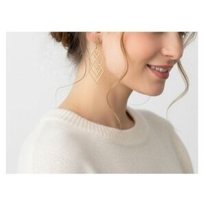 ITS SENSE Women's Gold Tone Geometric‎ Diamond Dangle Earrings